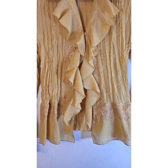 Vtg DRES-U-II Y2K Crinkle Ruffle Lace Blouse Sz 1x Fits Sz Large Fairycore Boho - Picture 6 of 12